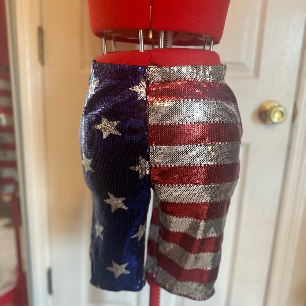 Sequin American Flag Biker Shorts Women’s Sz M NWOT